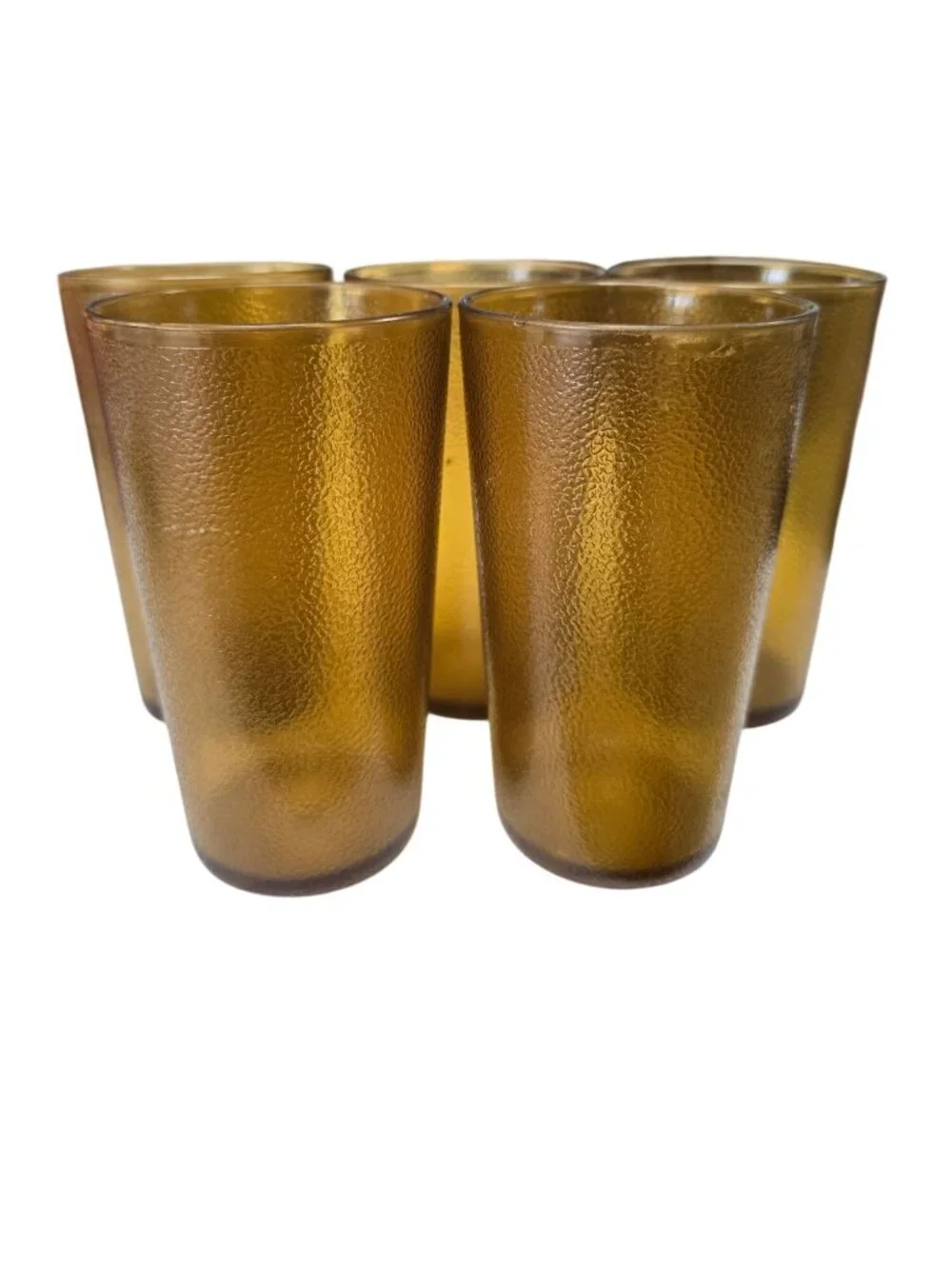 Vintage Amber Texan Ware Plastic Tumbler Juice Water Cup #312 Set of (5) Retro